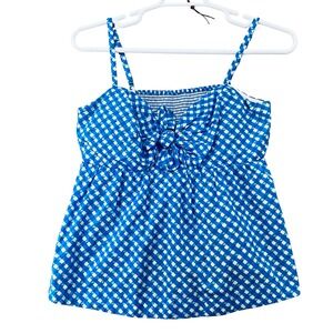 Lilly Pulitzer Girls Blue White Gingham Bow Smocked Camisole Top Size 12